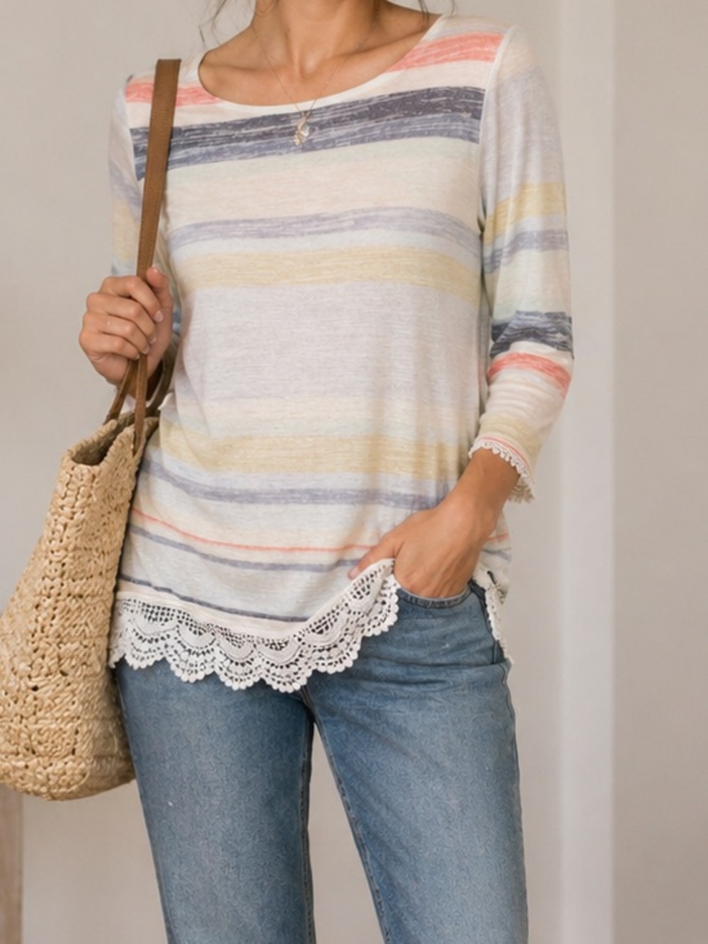 NWT LC Lauren Conrad Lace Trimmed Top